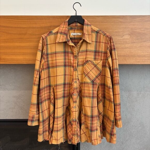 Free People We The Free Kalli Plaid Buttondown Shirt Flannel Tunic Top, Size XS - Picture 1 of 12